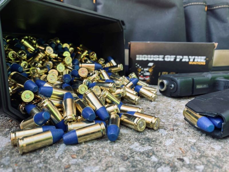 9mm polymer ammo spilling on to a counter top.