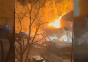 Still image grabbed from a video of a house exploding in Virginia