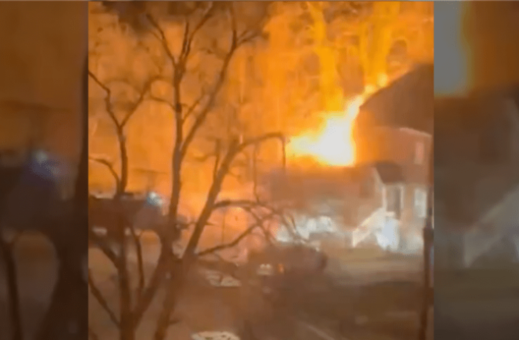 Still image grabbed from a video of a house exploding in Virginia